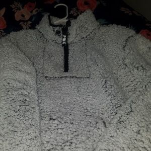 Frosted grey PINK sherpa LG